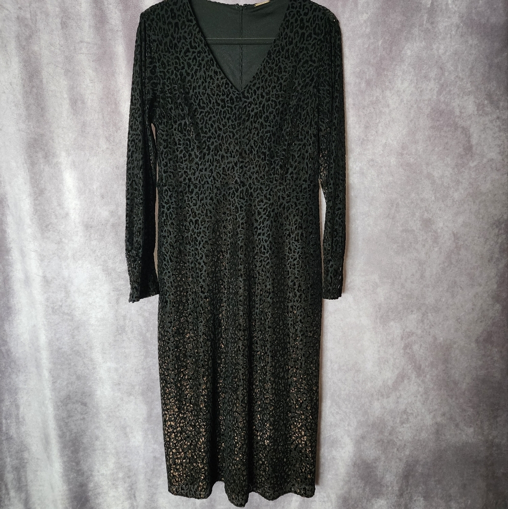 NWT Elie Tahari Women's  Long Sleeve Dress. Black, Gold. Size: 10